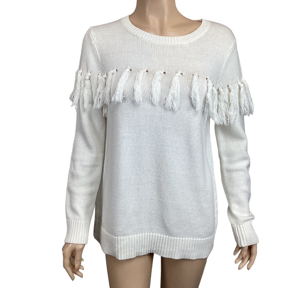 Sail to Sable off white fringe tassel‎ sweater size medium